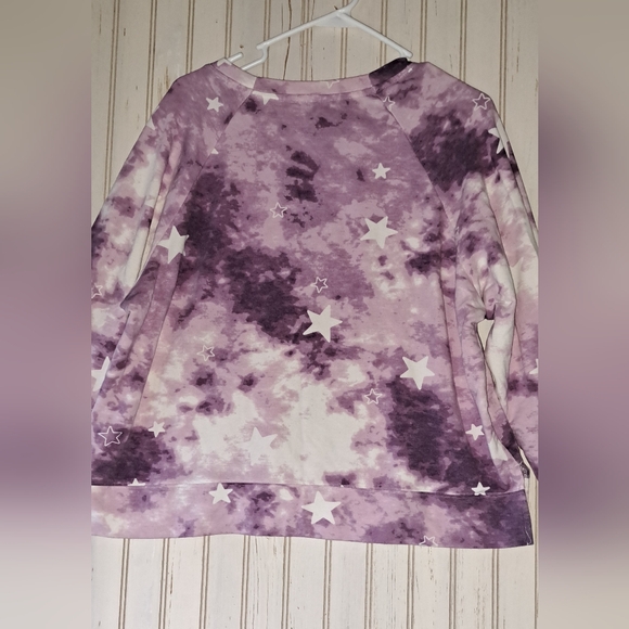 Ladies Wildfox Tie Dyed Stars Purple Pullover Sweatshirt Comfy Beach Leisure XL - Picture 3 of 11